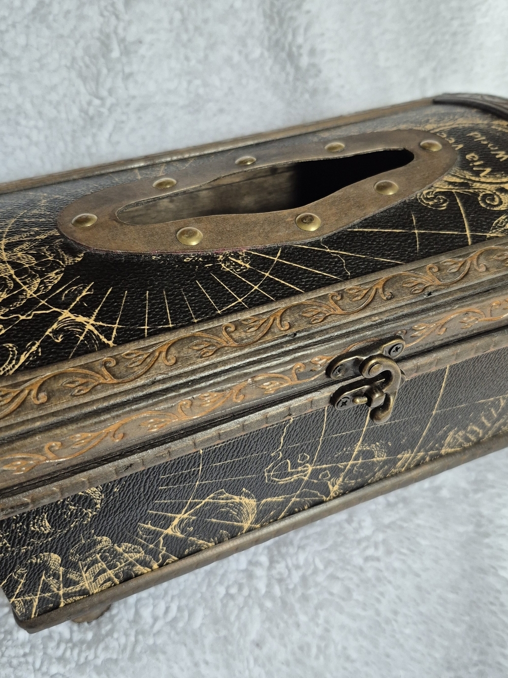 Carina's Collection Grey Antique World Map Tissue/Napkin Holder Box Cover